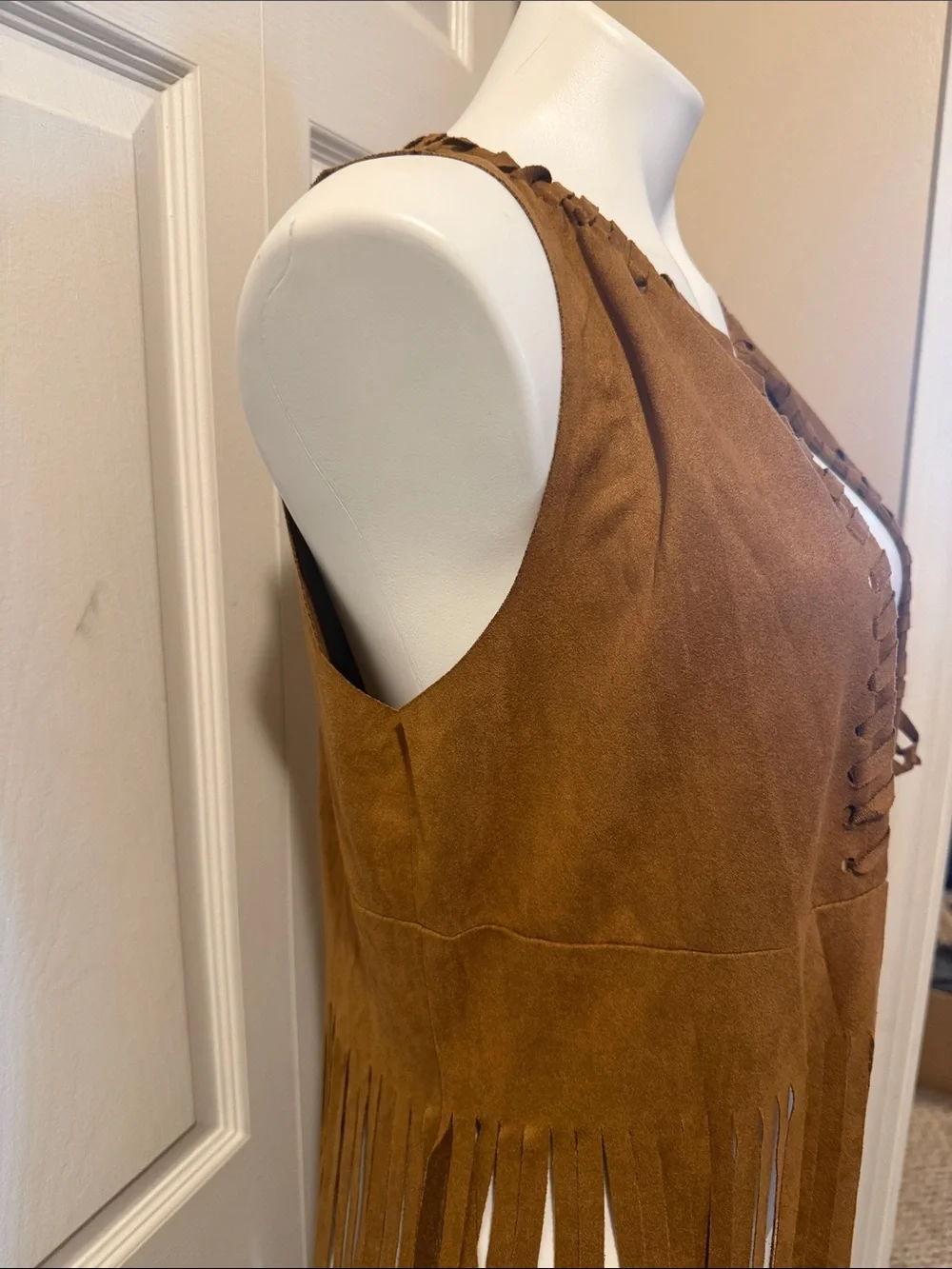 Fringe Brown Faux Suede Vest Size S